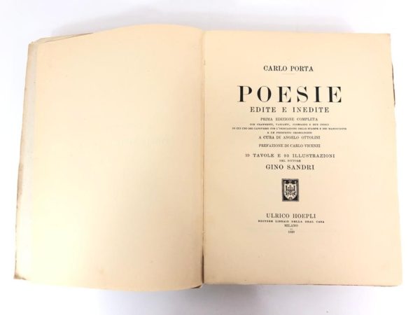 Libro Poesie Edite e Inedite Carlo Porta HOEPLI Milano 1929 - AUC3283 - immagine 3