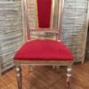 Sedia Seduta in Stoffa Rossa Struttura in Legno Decorato Argentato - AUR166