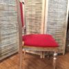 Sedia Seduta in Stoffa Rossa Struttura in Legno Decorato Argentato - AUR166 - immagine 3