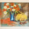 Quadro Olio su Tavola Raffigurente Fiori e Frutta - AUC1466 - immagine 2