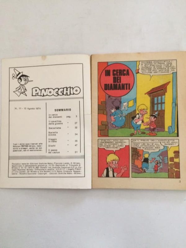 Fumetto Pinocchio Pubblicazione Quattordicinale N. 11 Edizione Metro Agosto 1974 - PNC127 - immagine 3