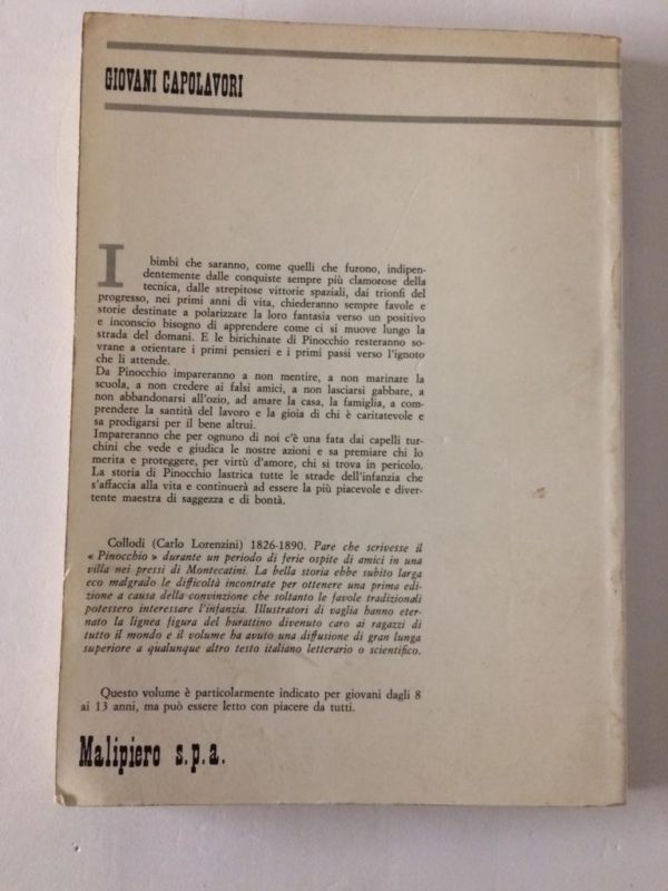 Libro Pinocchio C. Collodi Giovani Capolavori Malipiero S.p.A. Editore 1968 - PNC133 - immagine 2