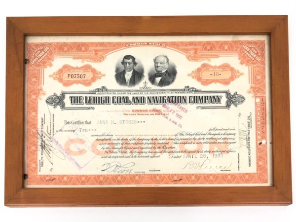 Quadro Certificato Azionario The Lehigh Coal and Navigation Company 1932 - AUC3555