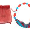 Collana con Pietre in Vetro Rossa e Azzurra 30 cm - ANC940