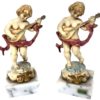 Statuette Angeli con Mandolino Base in Marmo 2 PZ Made in Italy - AUC4557