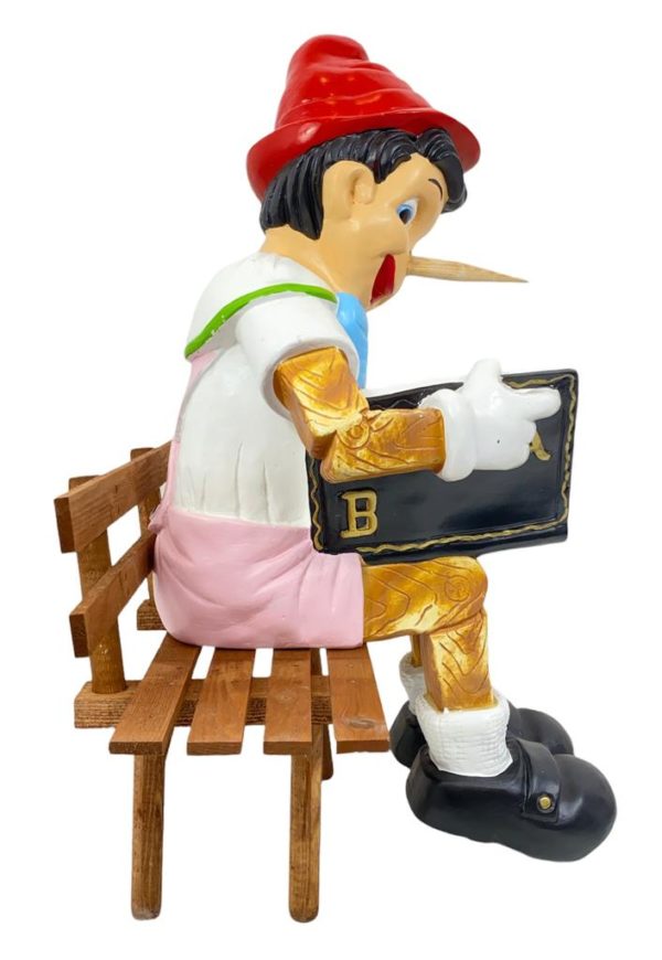 Statua Scultura Pinocchio in Resina con Panchina in Legno - AUR898 - immagine 3