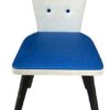 Sedia Anni 70 in Tessuto Struttura in Legno Bianca e Blu  - AUR1041
