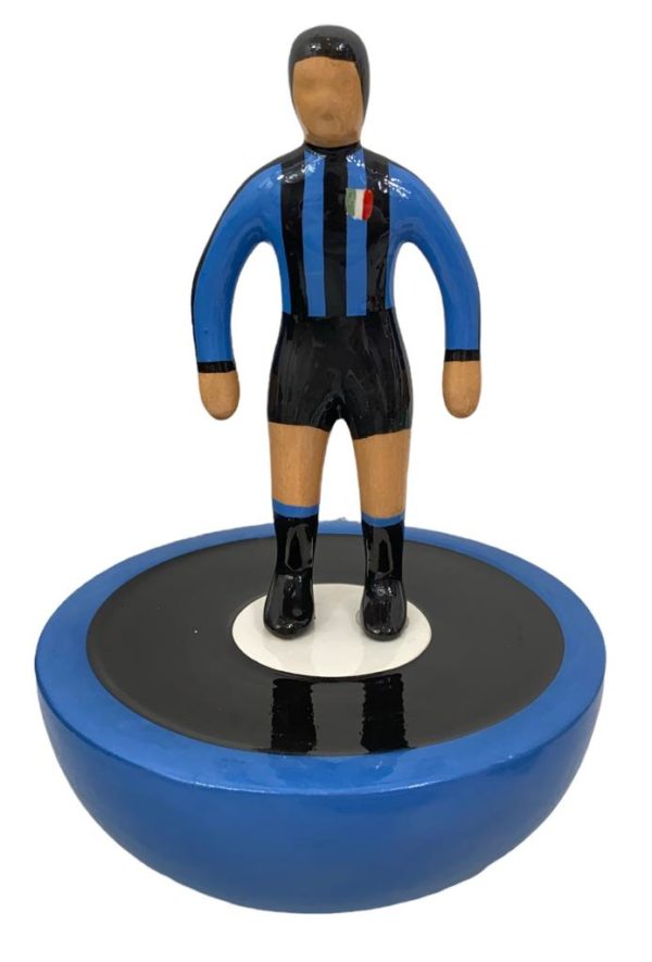 Scultura Subbuteo Gigante Inter Firmato Stefano Puzzo in Ceramica 30cm - ANC1491