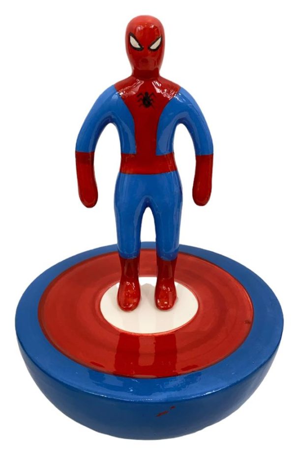 Scultura Subbuteo Gigante Spiderman Firmato Stefano Puzzo in Ceramica 30cm - ANC1484