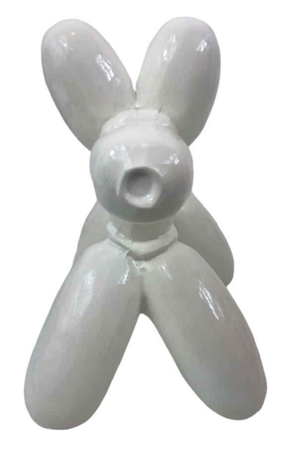 Statua Scultura Cane Palloncino Bianco in Resina - AUR1100 - immagine 3