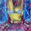 Quadro Dipinto a Mano su Juta Raffigurante Iron Man + Certificato di Autenticità - ANC2811