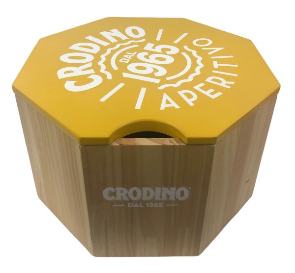 Secchiello Porta Ghiaccio Ice Bucket Pubblicitario Crodino in Legno - ANC2762