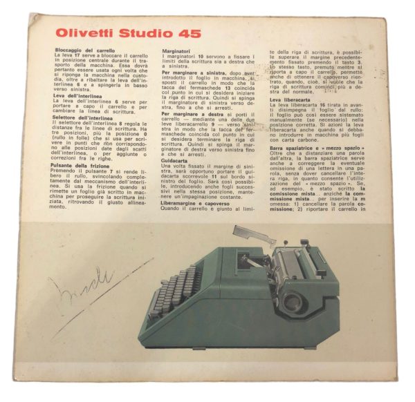 Manuali Istruzioni Macchine da Scrivere Olivetti 4PZ - AUC7453 - immagine 3