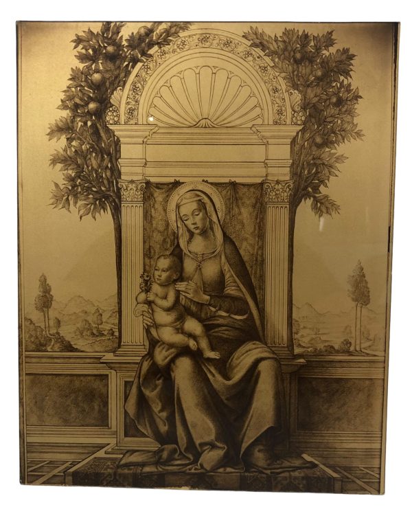 Quadro Immagine Sacra Madonna con Bambino su Foglia Oro - AUC7667