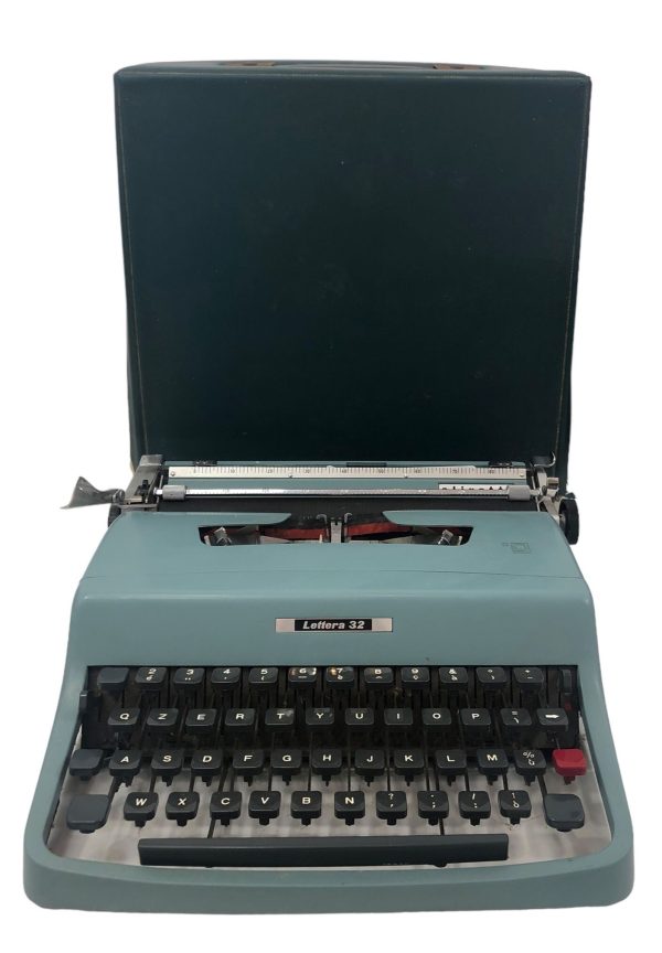 Macchina da Scrivere Olivetti Lettera 32 Azzurra + Custodia - AUC7683