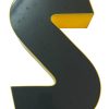 Lettera S Vintage in Plexiglass Nera e Gialla - AUR1221