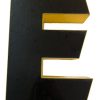 Lettera E Vintage in Plexiglass Nera e Gialla - AUR1224