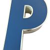 Lettera P Vintage in Plexiglass e Alluminio Blu e Bianca - AUR1231