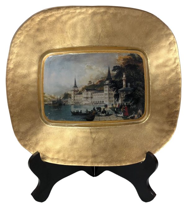 Piatto Decorativo Foglia Oro Rappresentante Istanbul - AUC7711