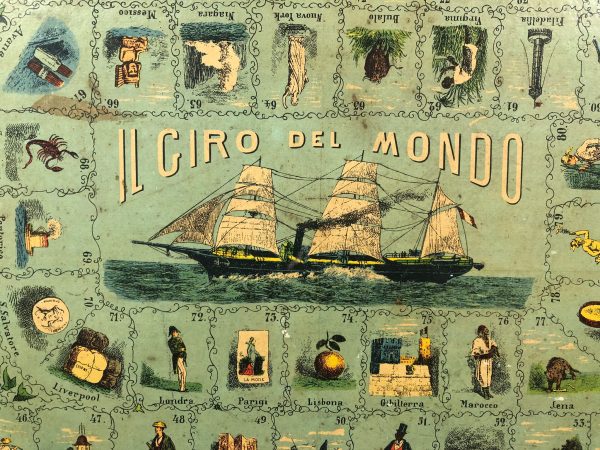 Vassoio Antico Gioco Giro del Mondo in Legno - AUC7719 - immagine 3