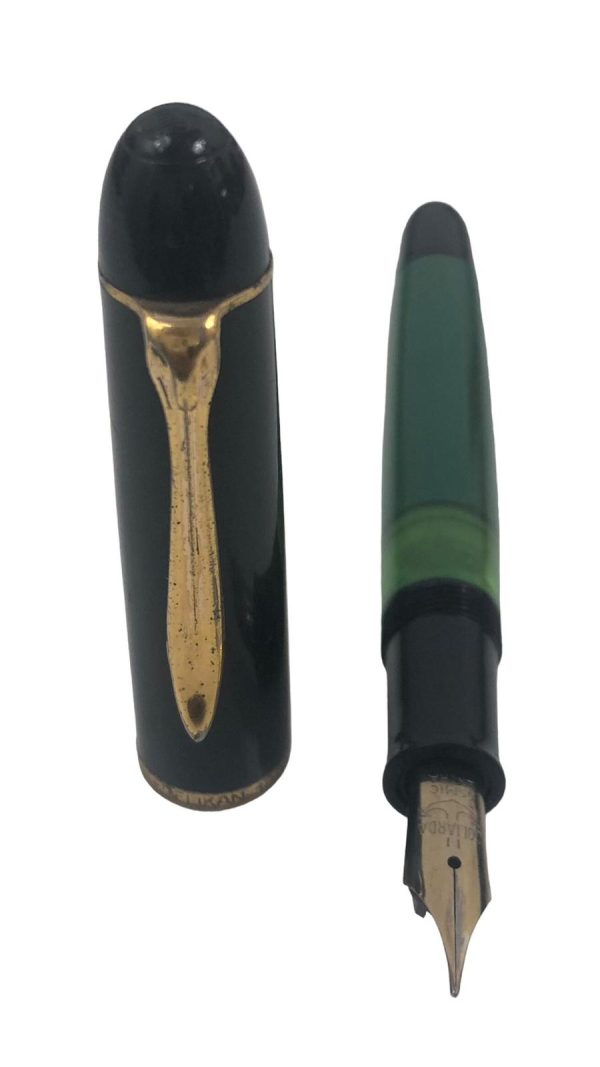 Penna Stilografica Pelikan 120 Verde Capuccio Nero Rifiniture Oro - AUC7845 - immagine 2