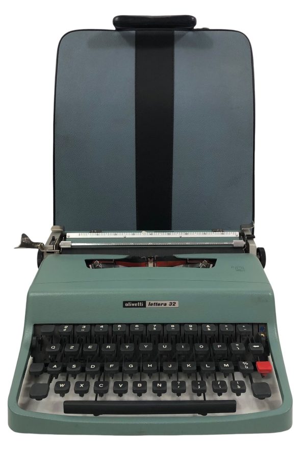 Macchina da Scrivere Olivetti Lettera 32 Azzurra + Custodia - AUC7825