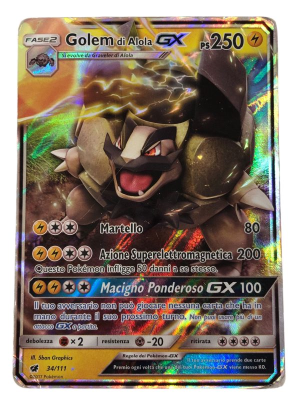 Carta Pokemon Golem di Alola GX 34/111 (IT) - AUC7859