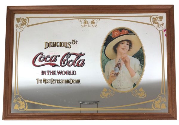 Specchio Pubblicitario Coca Cola Cornice in Legno  - AUC8063