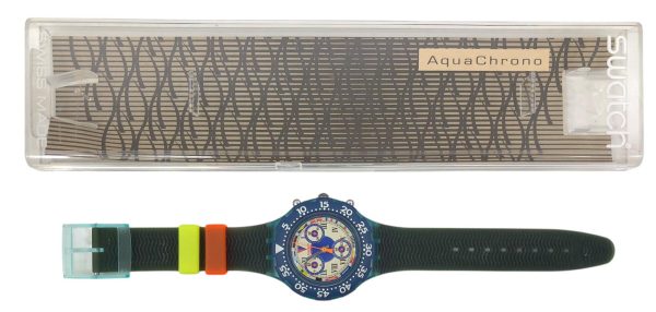 Orologio da Polso Swatch AquaChrono Big Blue SBN101 1994 + Custodia  - ANC3389