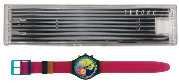 Orologio da Polso Swatch Chrono Flash Arrow Flash Arrow SCL100 1991 + Custodia  - ANC3391