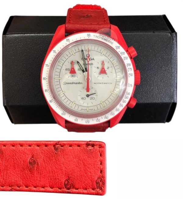 Orologio da Polso Moonswatch Omega x Swatch Mission to Mars Pelle di Struzzo - ANC3452 - immagine 3