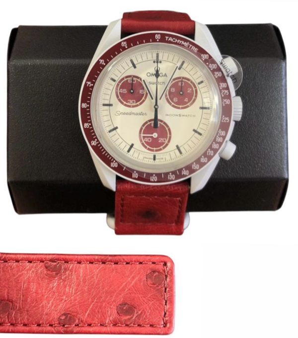 Orologio da Polso Moonswatch Omega x Swatch Mission to Pluto Pelle di Struzzo - ANC3453 - immagine 3