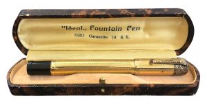 Penna Stilografica Ideal con Pennino Retrattile Placcata Oro + Custodia - AUC8092